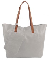 Velká světle šedá shopper dámská taška s crossbody uvnitř