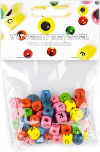 Dřevěné Korálky navlékací abeceda set 60ks dřevěné kostičky v sáčku