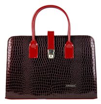 Bordová lesklá aktovková kroko kabelka S485