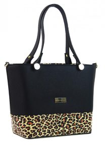 Černá elegantní dámská leopardí kabelka S746 GROSSO