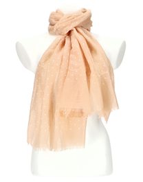 Dámský letní jednobarevný šátek s puntíky 180x69 cm pudrově béžová