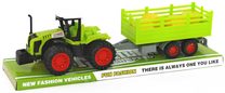 Traktor na setrvačník zelený set s vlečkou a balíky sena plast