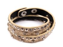 Náramek s cvočky a kamínky dvojitý