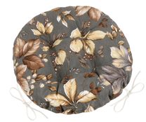 Sedák EMA kulatý prošívaný - průměr 40 cm Listí šedá