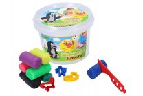 Modelína 300g KRTEK (Krteček) set s vykrajovátky a nožíkem 15 barev v kyblíku