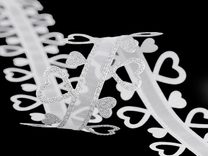 Svatební stuha srdce s lurexem šíře 40 mm  návin 13,5 m