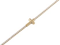 Štrasový náramek z nerezové oceli křížek