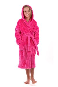 Dětský župan s kapucí huňatý růžová