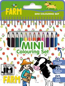 Set mini blok + pastelky Farma