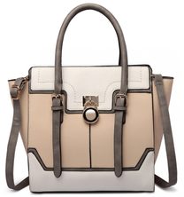 Tříbarevná kabelka s visacím zámkem Miss Lulu béžová