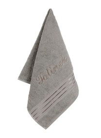 Froté ručník kolekce Linie s výšivkou Tatínek - 50x100 cm tmavě šedá