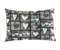 Povláček krep - povláček 40x60cm na zip ( pouze povlak ) srdce patchwork šedé