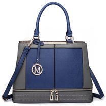 Moderní modro-šedá kabelka s čelními zipy Miss Lulu