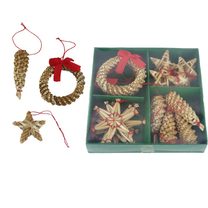 Slaměné ozdoby k zavěšení, 14 ks P2361 - 13 × 13 × 2.5 cm