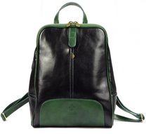 Kožený černo-zelený dámský batoh Florence