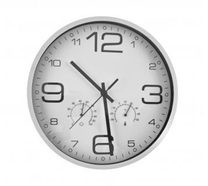 Hodiny nástěnné kov tepl./vlhk. bílé pr. 33 cm - dia 33 cm