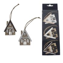 Domeček k zavěšení, 3 ks D7522 - 6 cm