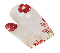 Kuchyňská chňapka vánoční - 28x18 cm Koule a cesmína červená
