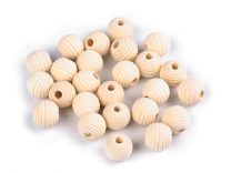 Dřevěné korálky nelakované vroubkované Ø14 mm 20 g