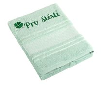 Froté ručník mozaika s výšivkou Pro štěstí - Ručník - 50x100 cm mint
