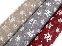 Vánoční imitace juty šíře 48 cm vločky návin 5 metrů