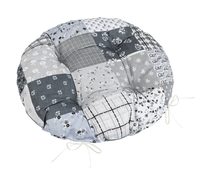 Sedák Adéla prošívaný kulatý - průměr 40 cm Patchwork šedá