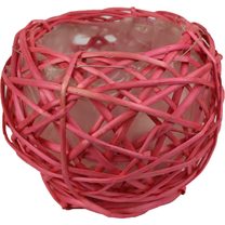 obal s plastem kulatý velký růžový - dia 17 x 14 cm