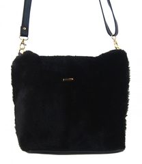 Černá kožešinová dámská crossbody kabelka M285 GROSSO