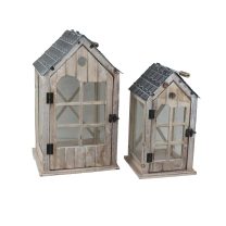 Sada 2 dřevěných luceren, S/2 D7208 - výška 34 cm a 44 cm