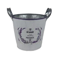 Květináč plechový motiv levandule K4595/3 - Round:16.5x15-18.5 Bottom:12