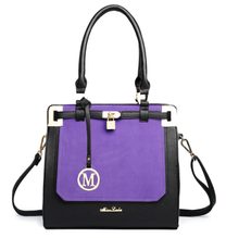 Moderní fialovo-černá kabelka s visacím zámkem Miss Lulu