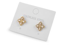 Náušnice z nerezové oceli s broušenými kamínky květy