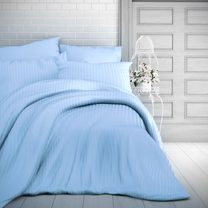 Hotelové povlečení atlas grádl 2cm proužek 140x200,70x90cm modré