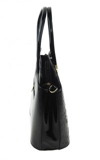 Elegantní černá lakovaná kabelka v motivu květů S482 GROSSO