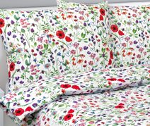 Povlečení bavlněné - 140x200, 70x90 cm Květ khaki zelená