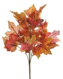 Umělé listy javoru - trs oranžovočervený