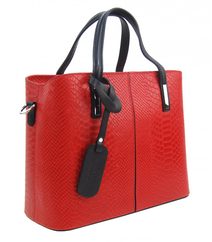 Kožená džínově modrá dámská kabelka do ruky v kroko designu Merle