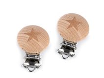 Dětský klip dřevěný šíře 13 mm slon, hvězda, smajlík