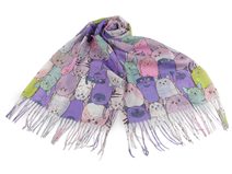 Letní šátek / šála s třásněmi kočky 70x180 cm