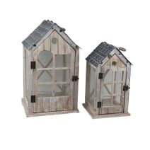 Sada 2 dřevěných luceren, S/2 D7208 - výška 34 cm a 44 cm