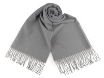 Šála / pléd s třásněmi jednobarevný 65x190 cm