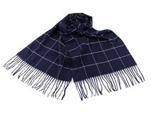 Pánská šála s třásněmi káro 30x175 cm