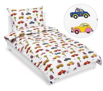 Povlečení bavlněné Junior - 140x200, 70x90 cm Auta bílá