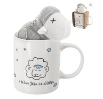 Hrnek porcelánový + plyšová ovečka 0,39 l O0320 - dia 8 x 9,5 cm