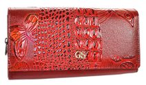 Kožená dámská peněženka v hrubém motivu motýlů RFID červená v dárkové krabičce