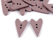 Dřevěný dekorační knoflík srdce 10 kusů