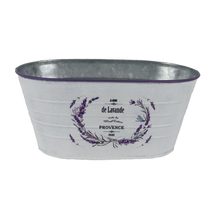 Květináč plechový motiv levandule ovál K4596/2 - Oval:23.5x13x10.5 Bottom:19x10.5