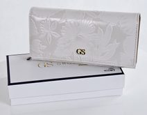 GROSSO Kožená matná dámská peněženka RFID béžová s listy v dárkové krabičce