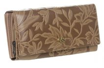 Kožená bílá dámská podélná crossbody kabelka v motivu květů