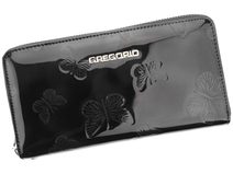 Gregorio luxusní černá dámská kožená peněženka v dárkové krabičce